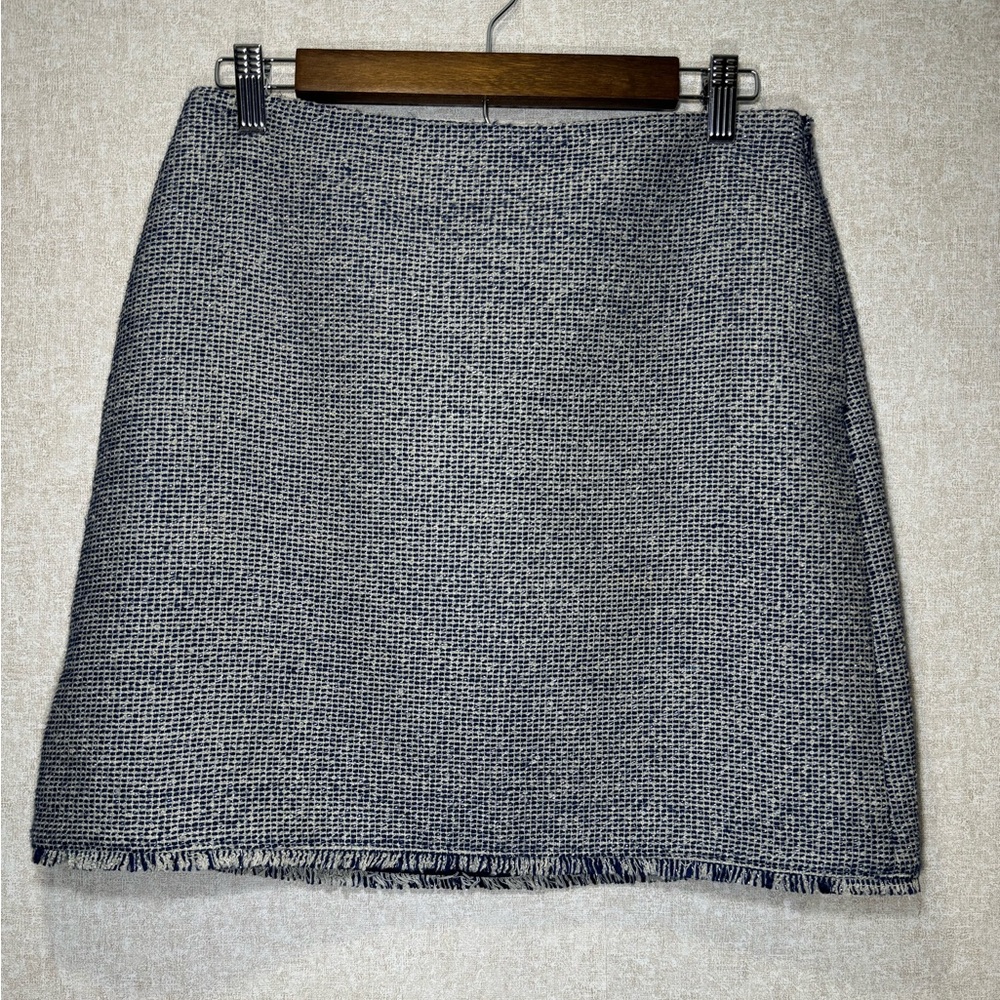 Banana Republic Tweed A Line Pencil Skirt Navy Blue Preppy Dark Academia Size 4